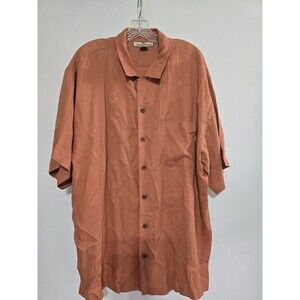 Tommy Bahama Hawaiian Shirt Men's Size XL 100% Silk Hula Girl Floral Soft Orange